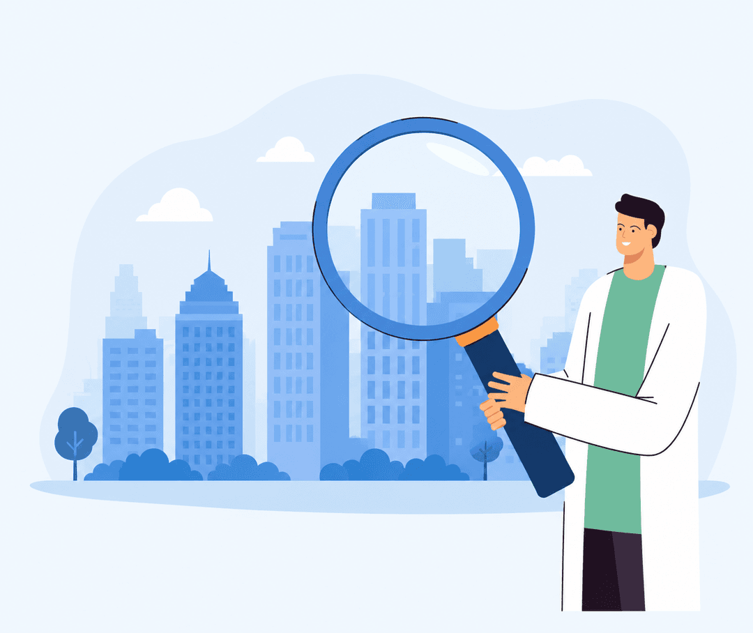 Illustration showing healthcare search in Gorakhpur on Makapt platform